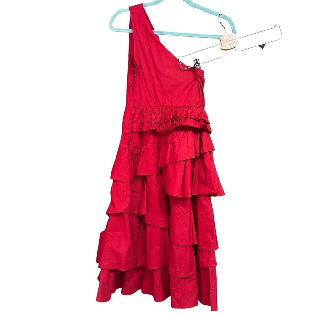 Anthropologie Red Tiered Ruffle One Shoulder Party Dress NWT - Picture 5 of 12